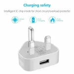High Speed 3 Pin Mains Wall Plug Charger for iPhone/Android White