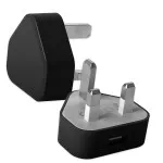 3Pin Mains Wall Charger Adapter with USB-A Port Compatible with Universal Black
