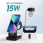 3-in-1 Wireless Charging Station with LED for Phone, Watch & AirPods