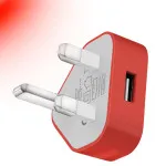 Red Triangle USB Wall Plug Charger 1AMP for Quick Device Charging