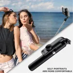 7-in-1 Selfie Stick Tripod, 40.5" Ext, Bluetooth Remote, 360°