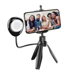 Mini Selfie Tripod with 360° Rotation - Battery-Powered Phone Holder