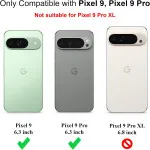 Pixel 9 Pro Case with Tempered Glass Screen Protector - Clear Shockproof TPU Silicone Cover with Reinforced Corners