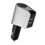 3 USB Port Car Charger Cigrette Lighter Adapter with Volmeter Socket