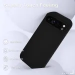 Google Pixel 9 Pro Case - Soft Silicone Phone Cover with Screen Protector, Full Body Shockproof Slim Design, Wireless Charging Compatible - Black