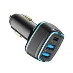 USB Car Charger 3 Port Cigarette Lighter Adapter Super Fast 18W Charging