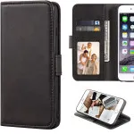 Premium Leather Wallet Case for Nokia C32 (6.5”) - Magnetic Flip Cover with Cash & Card Slots, Soft TPU Back - Black