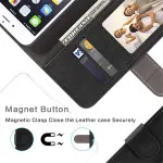 Premium Leather Wallet Case for Nokia C32 (6.5”) - Magnetic Flip Cover with Cash & Card Slots, Soft TPU Back - Black