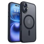 Shockproof Magnetic Case for iPhone 16 Plus - MagSafe Compatible, Full Camera Protection, Translucent Matte - Black