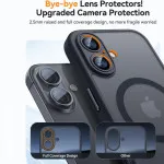 Shockproof Magnetic Case for iPhone 16 Plus - MagSafe Compatible, Full Camera Protection, Translucent Matte - Black