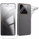 Transparent Cover + Tempered Glass Screen Protector For Xiaomi 14 Pro TPU Case 9H