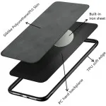 Silklike Magnetic Case for Xiaomi 14T - Built-in Metal Plate, Shockproof Black Bumper Protection, Durable Phone Cover