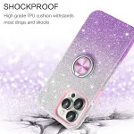 iPhone 16 Pro Max Glitter Ring Case with Tempered Glass Screen Protector | Slim Fit Purple Cover | UK