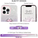 iPhone 16 Pro Max Glitter Ring Case with Tempered Glass Screen Protector | Slim Fit Purple Cover | UK