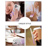 iPhone 16 Pro Glitter Ring Case with Tempered Glass Screen Protector | Slim Fit Purple Cover | UK