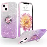 iPhone 16 Plus Glitter Ring Case | Slim Fit Bling Cover with Rotating Kickstand | Purple | Loadbasket UK