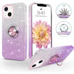 iPhone 16 Plus Glitter Ring Case | Slim Fit Bling Cover with Rotating Kickstand | Purple | Loadbasket UK