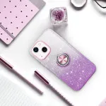 iPhone 16 Plus Glitter Ring Case | Slim Fit Bling Cover with Rotating Kickstand | Purple | Loadbasket UK