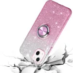 Pink Glitter Ring Phone Case for iPhone 16 Plus | Slim Fit, 360° Kickstand, Shock-Absorbent Protection