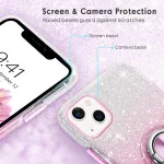 Pink Glitter Ring Phone Case for iPhone 16 Plus | Slim Fit, 360° Kickstand, Shock-Absorbent Protection