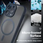Military Grade Slim iPhone 14 Pro Case with Magnetic Guard MagSafe Compatible Navy Blue Protective Translucent Phone Case