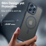 Military Grade Slim iPhone 14 Pro Case with Magnetic Guard MagSafe Compatible Navy Blue Protective Translucent Phone Case