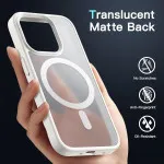 Sleek White MagSafe iPhone 15 Pro Case - 10FT Military-Grade Protection, Anti-Fingerprint & Anti-Yellowing