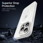 Sleek White MagSafe iPhone 15 Pro Case - 10FT Military-Grade Protection, Anti-Fingerprint & Anti-Yellowing