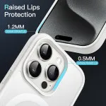 Sleek White MagSafe iPhone 15 Pro Case - 10FT Military-Grade Protection, Anti-Fingerprint & Anti-Yellowing