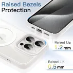 Sleek White MagSafe iPhone 15 Pro Case - 10FT Military-Grade Protection, Anti-Fingerprint & Anti-Yellowing