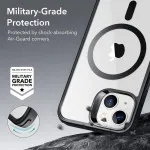 iPhone 14 Plus MagSafe Case, Shockproof, Anti-Yellowing, Military-Grade Protection, Clear Black