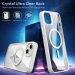 iPhone 14 Plus Magnetic Case MagSafe Compatible Crystal Clear Shockproof Protective Cover (White) | UK