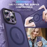 Translucent Matte Magnetic Case for iPhone 15 | Slim & Shockproof MagSafe Compatible Phone Cover (Purple) - Military-Grade Protection