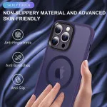 Translucent Matte Magnetic Case for iPhone 15 | Slim & Shockproof MagSafe Compatible Phone Cover (Purple) - Military-Grade Protection