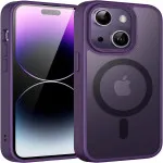 Translucent Matte Magnetic Case for iPhone 15 | Slim & Shockproof MagSafe Compatible Phone Cover (Purple) - Military-Grade Protection