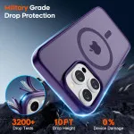 Magnetic iPhone 15 Pro Case - Purple, MagSafe Compatible, 10FT Drop Protection, Slim & Shockproof