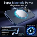 Magnetic iPhone 15 Plus Case Magsafe Shockproof, Slim Transparent Protection - Navy Blue