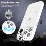 iPhone 15 Pro Max MagSafe Case, Frosted Clear Matte, Slim Shockproof Silicone Bumper, White