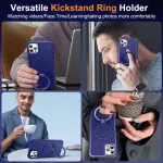 MagSafe-Compatible iPhone 15 Pro Blue Case with Rotatable Metal Ring Holder