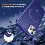 MagSafe-Compatible iPhone 15 Pro Blue Case with Rotatable Metal Ring Holder