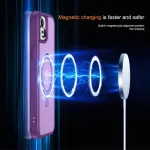 Shockproof Silicone iPhone 15 Plus Case with MagSafe, 360° Rotating Stand & Purple Design