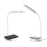 LED Desk Wireless Charger Lamp with Fast Wireless Charging, Eye Caring Office Table Lamps with Night Light, Dimmable Daylight Lamp. 3 Color Temperature