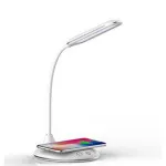 LED Desk Wireless Charger Lamp with Fast Wireless Charging, Eye Caring Office Table Lamps with Night Light, Dimmable Daylight Lamp. 3 Color Temperature