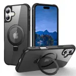 Black MagSafe  iPhone 16  Case with 360° Rotating Ring Stand