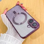 Stylish Purple Bling Glitter TPU Case with MagSafe for iPhone 16 Plus | Shockproof and Clear Design