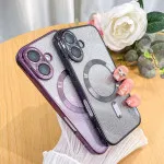 Stylish Purple Bling Glitter TPU Case with MagSafe for iPhone 16 Plus | Shockproof and Clear Design