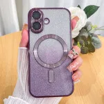 Stylish Purple Bling Glitter TPU Case with MagSafe for iPhone 16 Plus | Shockproof and Clear Design