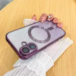 Stylish Purple Bling Glitter TPU Case with MagSafe for iPhone 16 Plus | Shockproof and Clear Design