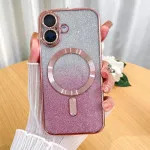 iPhone 16 Glitter Shockproof MagSafe Case - Bling Clear TPU Cover for MagSafe Charging