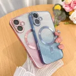 iPhone 16 Glitter Shockproof MagSafe Case - Bling Clear TPU Cover for MagSafe Charging